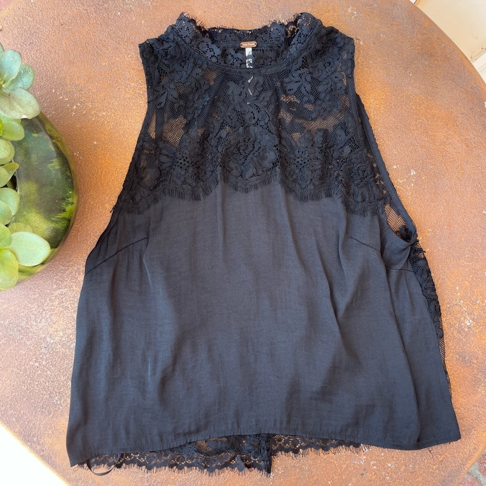 Free people open back lace blouse